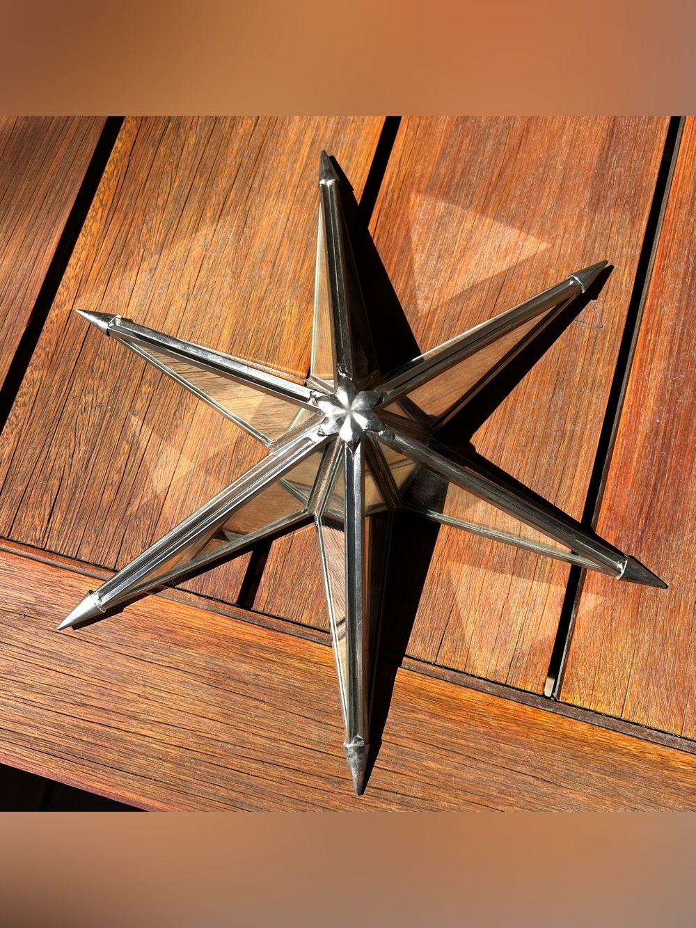 Vintage Mirrored Six Point Silver Star 13" Wall Hanging Retro 3D Mirror